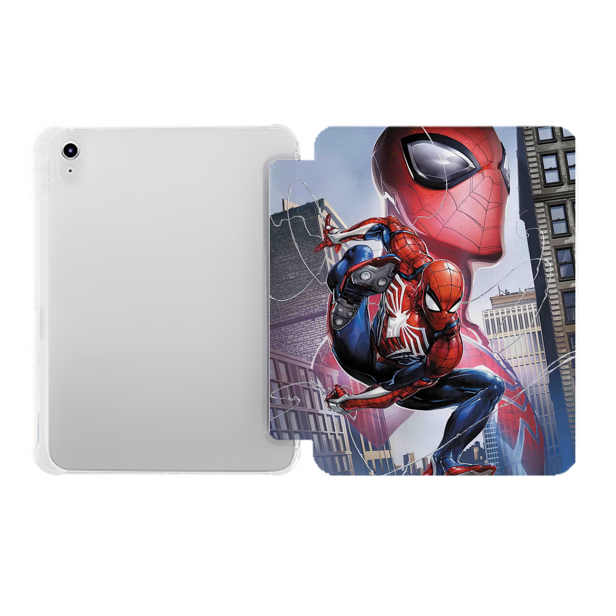 （画像用） Spider Man スパイダーマン IPad ケース ペン収納付き 三つ折りスタンド PUレザー×シリコン 対応機種9.5/10.5/10.9インチ